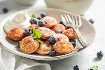Yummy poffertjes for sweet and tasty breakfast