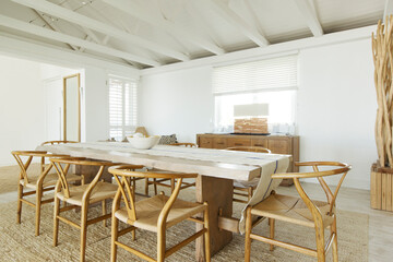 Wooden table in dining room