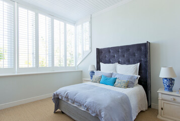 Bed in luxury bedroom