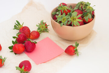 strawberries with cream and mint