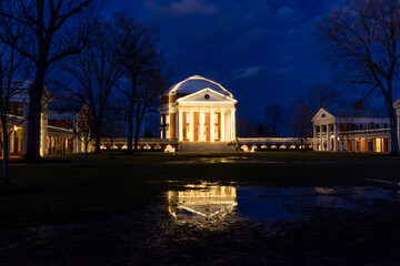 Obraz premium The Rotunda at Night - at the University of Virginia in Charlottesville, VA