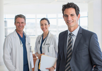 Obraz premium Portrait of confident businessman and doctors