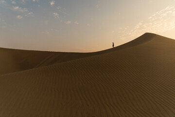 Fototapeta na wymiar woman in the middle of the desert