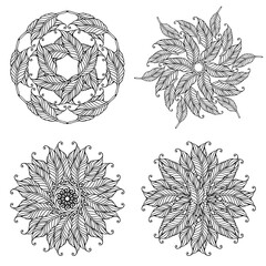 Round pattern. Circular ornament design element. Vector Mandala set.