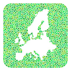 Map of Euro Union collage created with rounded rectangle and hole. Vector map of Euro Union collage of spheric blots in different sizes and green color tints.