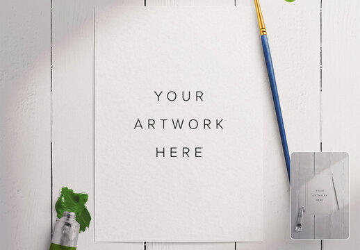 Download Watercolor Paper Art Scene Mockup With Brush And Paint Buy This Stock Template And Explore Similar Templates At Adobe Stock Adobe Stock PSD Mockup Templates