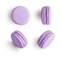 Set of violet french macarons