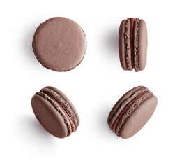 Set of chocolate french macarons