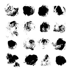 Abstract vector spots of black ink on white background 1