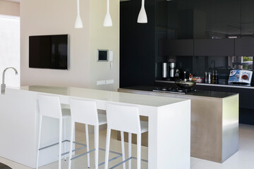 Breakfast bar in modern kitchen