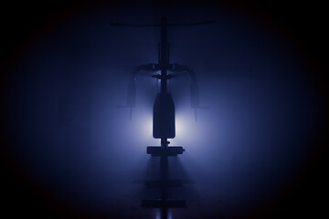Gym equipment on dark background. Sport concept.