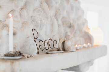 Peace sign on mantel