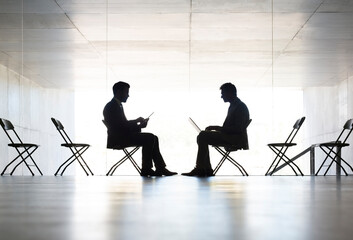 Silhouette of businessmen working in office