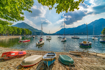 Lecco at Como lake, Italy - obrazy, fototapety, plakaty