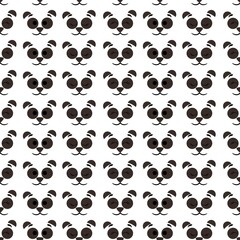 Seamless pattern with heads of cute pandas on a white background. Wild forest animals. Stock vector illustration for fabrics, bedding and baby linen, wrapping paper, wallpaper and other decor