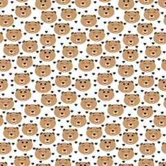 Seamless pattern with heads of cute bears on a white background. Wild forest animals. Stock vector illustration for fabrics, bedding and baby linen, wrapping paper, wallpaper and other decor © Galina Pislar