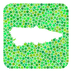 Map of Asturias Province collage designed with rounded rectangle and hole. Vector map of Asturias Province collage of spheric dots in various sizes and green color tinges.