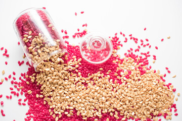 red and golden granular wax