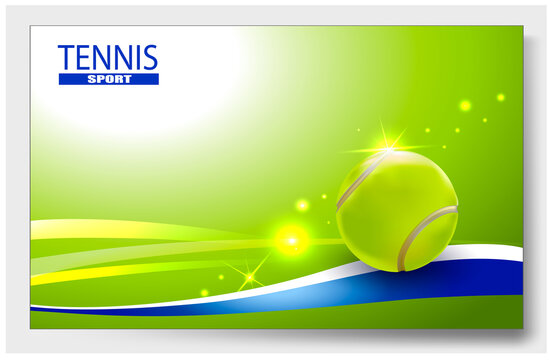 3 d Tennis Racquet. Vector Tennis Ball. A realistic object and sports background for posters, leaflets for world tennis competitions.Vector illustration.Sport equipment element.