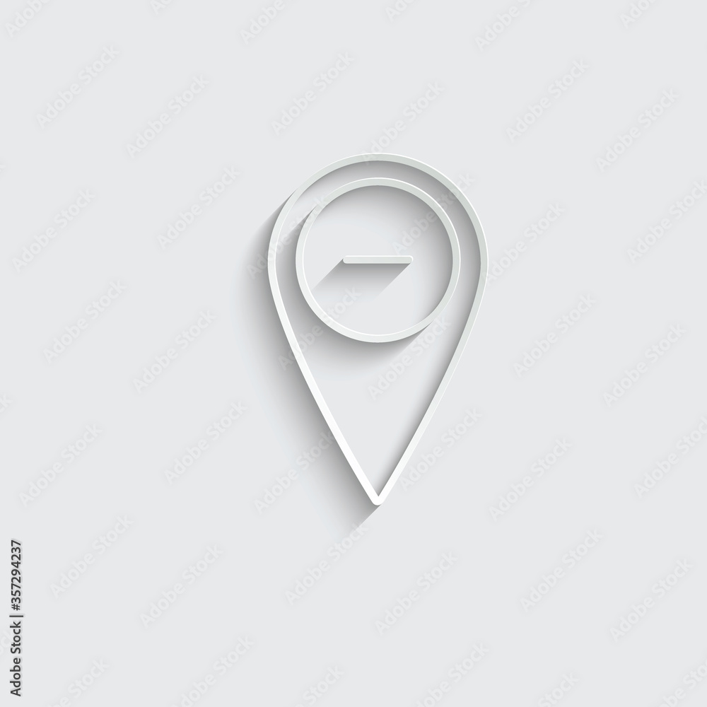 Poster paper map pointer iocn with minus sign