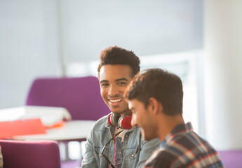 University students talking in lounge