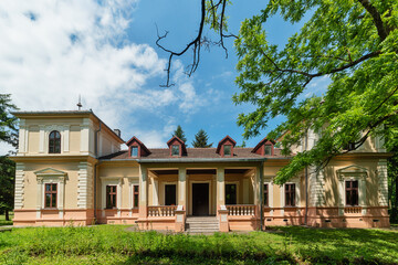 Stari Lec, Serbia - June 04, 2020: Jagodic Castle in Stari Lec. It was erected in 1835 and is a...