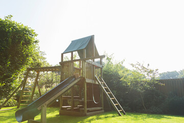 Play structure in backyard