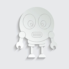 paper robot icon. cute robot cartoon sign