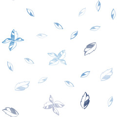Light BLUE vector seamless doodle pattern with leaves.