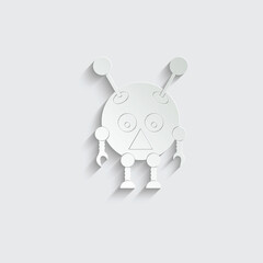 paper robot icon. cute robot cartoon sign