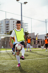 Obraz premium Soccer player training on field