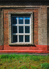 Fototapeta na wymiar Symmetric vintage window architecture background