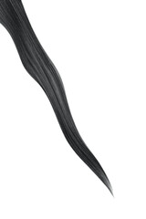 Black hair on white background, isolated. Thin thread