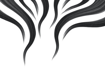 Black hair on white, isolated. Thin threads as background