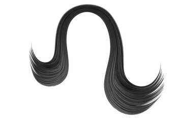 Black hair, isolated on white. Wig