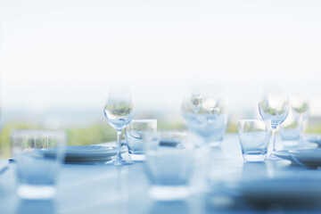 Place settings on patio table