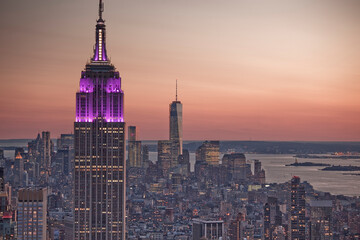 Empire State Building at sunrise, New York City, New York, United States