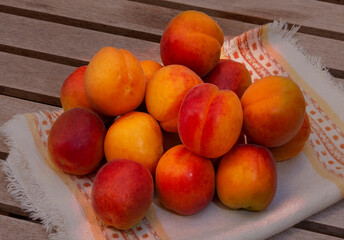 peaches on a wooden table