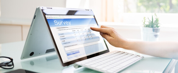 Online Survey Form On Laptop Screen