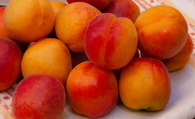 Naklejka na ściany i meble fresh peaches on the market