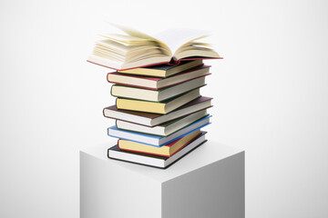 Stack of books on pedestal