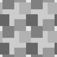 Repeated grey figures on white background. Blocks wallpaper. Seamless surface pattern design with polygons. Mosaic tiles motif. Digital paper for page fills, web designing. Parquet vector