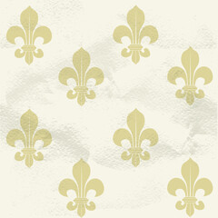 Seamless grungy vintage pattern from beige Fleur-de-lys © Azuzl