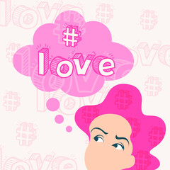 Love valentine card hastag illustration.