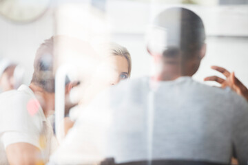 Business people having meeting in cafe