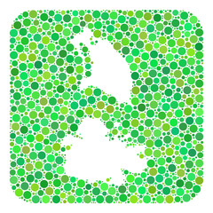 Map of Antigua and Barbuda mosaic designed with rounded rectangle and carved shape. Vector map of Antigua and Barbuda mosaic of dots in various sizes and green color tinges.