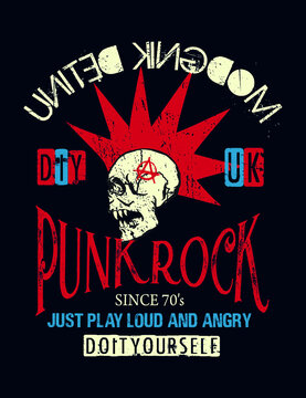 Punk rock anarchy skull mohawk poster.