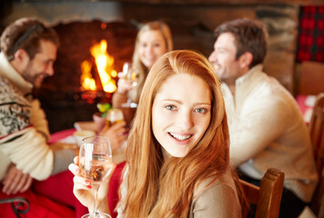 Woman enjoying drinks with friends