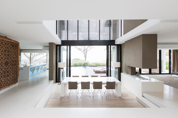 View of spacious dining room during daytime