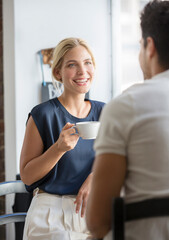 Fototapeta premium Couple having coffee in cafe